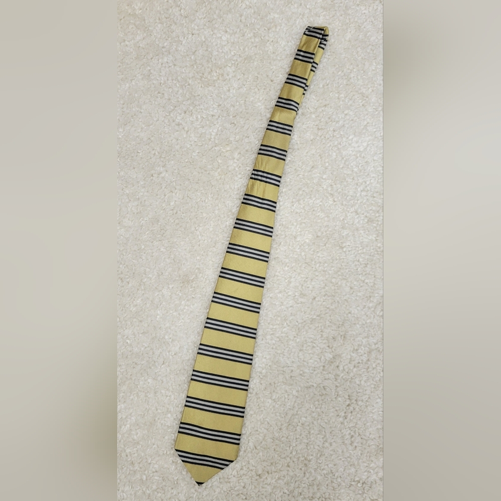 Brooks Brothers Makers all silk gold & navy striped tie